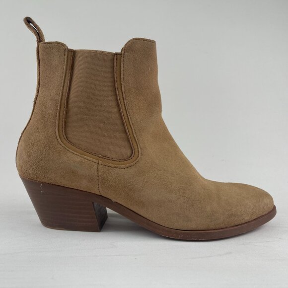 Thursday Chelsea Boots Womens 6.5 Suede Beige Handmade Leather Ankle Booties - Picture 5 of 11